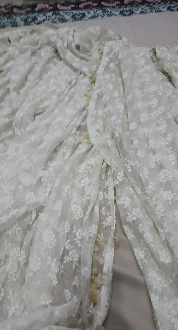 Bohem Nakışlı Beyaz Tül Perde 6 m boncuklu perde - Görsel 5