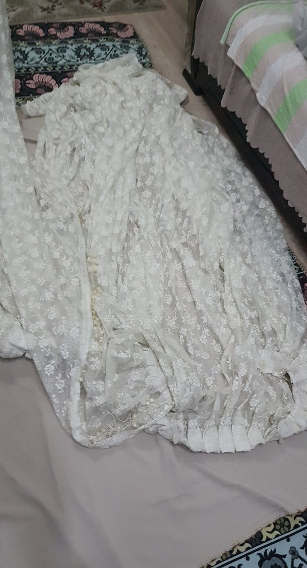 Bohem Nakışlı Beyaz Tül Perde 6 m boncuklu perde - Görsel 3