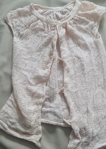 Kız Çocuk Örme Kolsuz Keten Yelek - Görsel 2