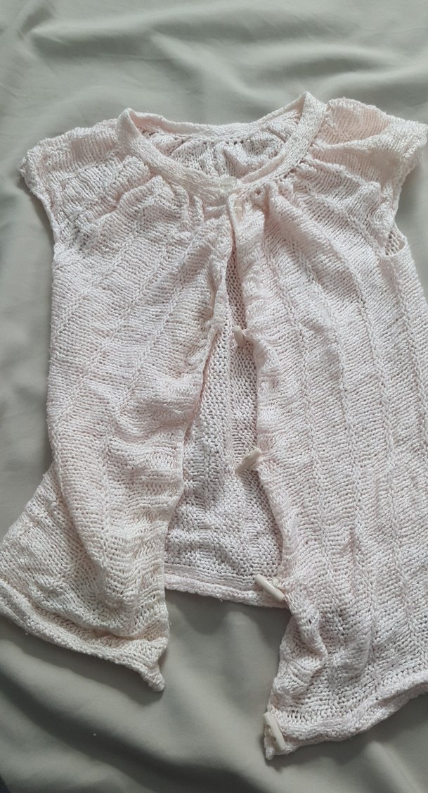 Kız Çocuk Örme Kolsuz Keten Yelek - Görsel 2