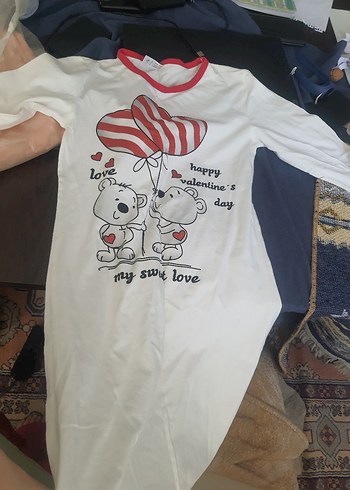 Beyaz Baskılı gecelik s beden