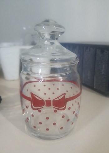 Kırmızı Puantiyeli Cam Baharatlık 13cm boy, 5.5cm çap