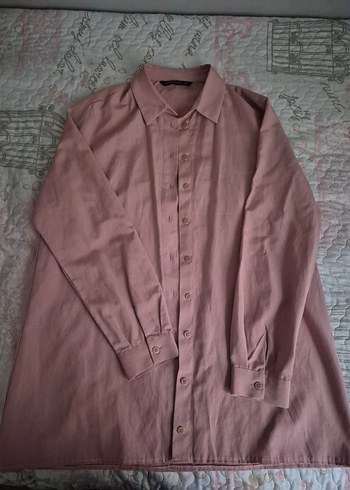 Pembe Keten Düğmeli Kadın Gömlek - Görsel 2