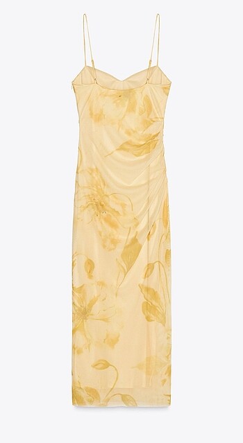 Zara Desenli Tül Midi Elbise