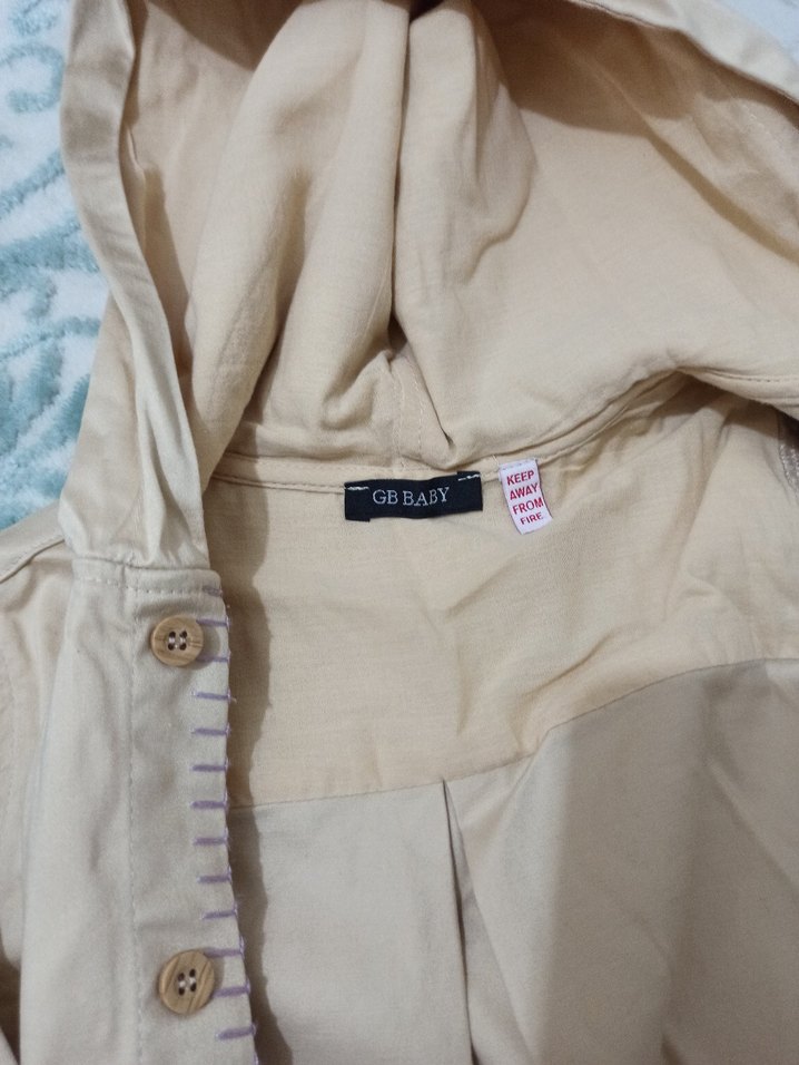 Bej Kapüşonlu Pamuklu Bebek Takımı - Görsel 5