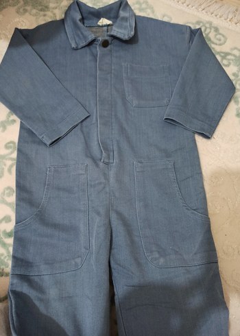 Erkek Çocuk uzun Kollu Düğmeli Kot Tulum - Görsel 2