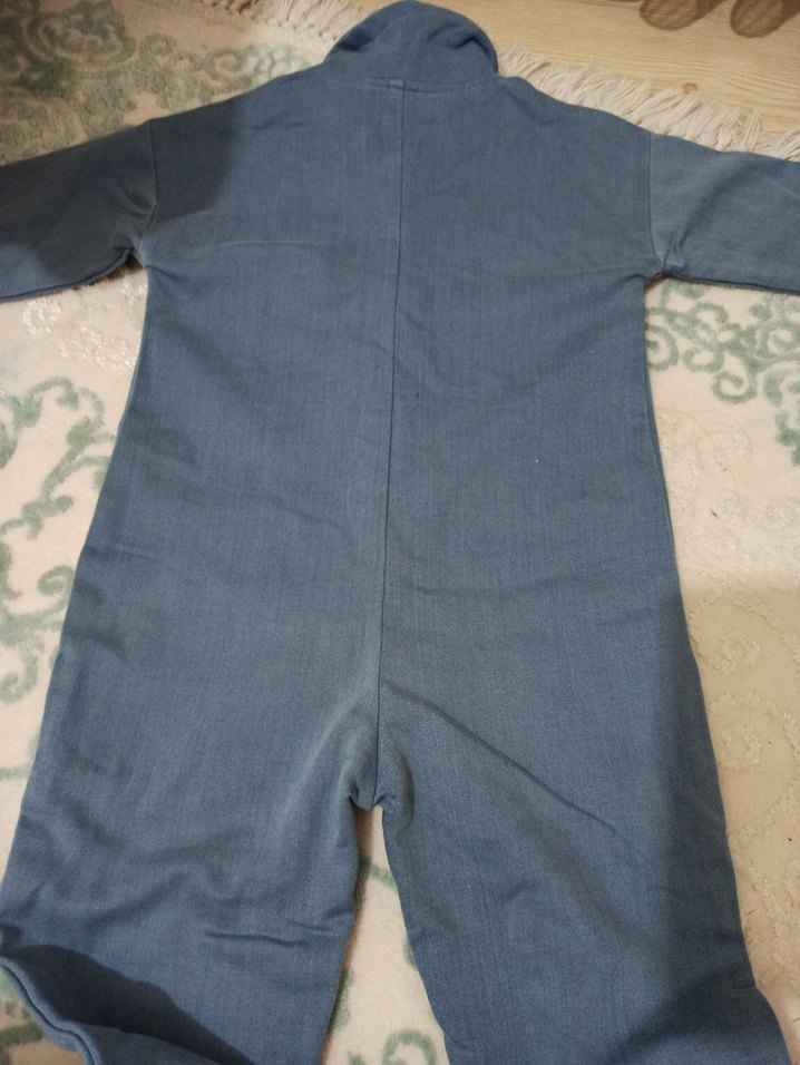 Erkek Çocuk uzun Kollu Düğmeli Kot Tulum - Görsel 3