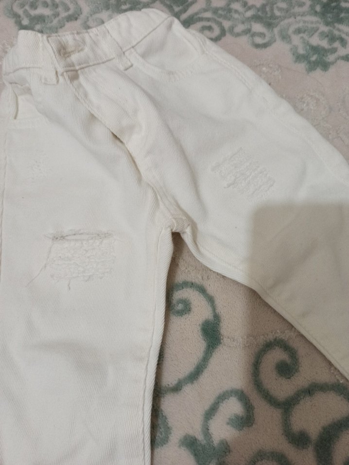 Erkek Beyaz Pamuklu Rahat Kesim Pantolon - Görsel 2