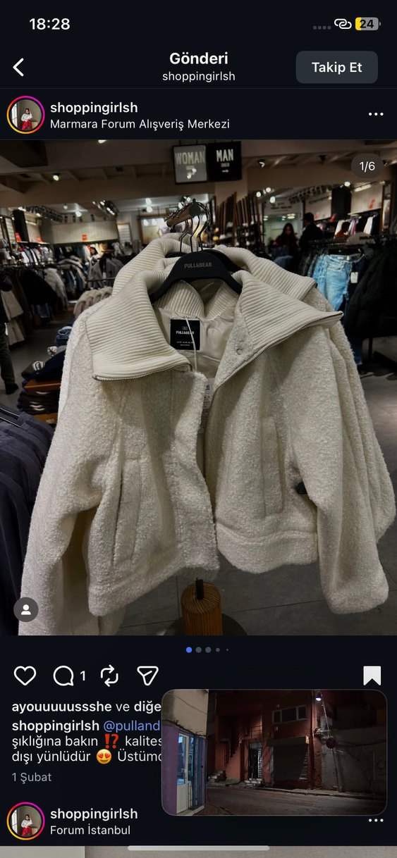 Pull and bear kürklü mont - Görsel 4