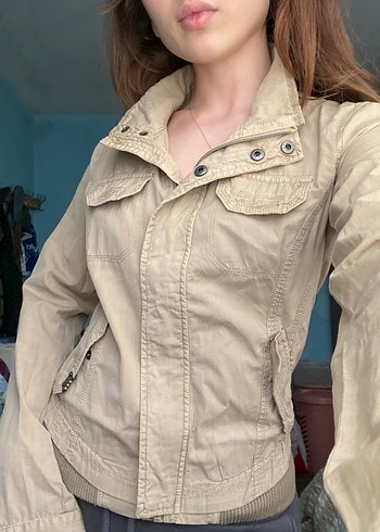 Bej Düğmeli Kadın Ceket vintage Ltb - Görsel 2