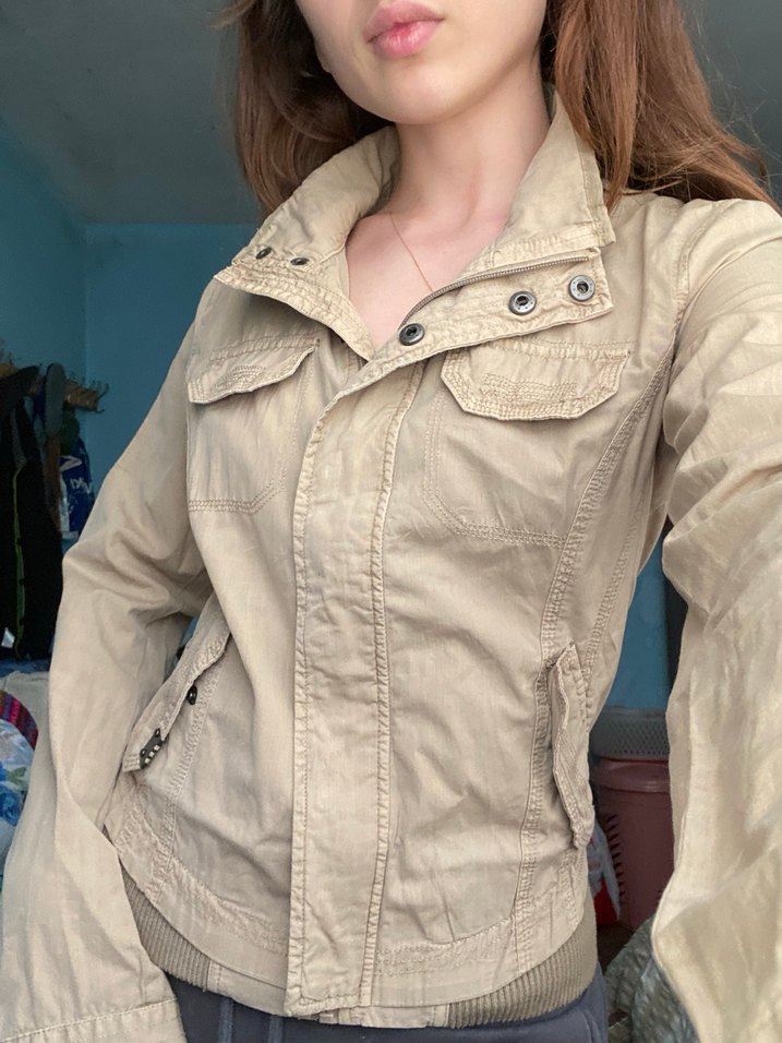 Bej Düğmeli Kadın Ceket vintage Ltb - Görsel 2