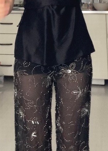 Zara taşlı işlemeli pantolon - Görsel 2