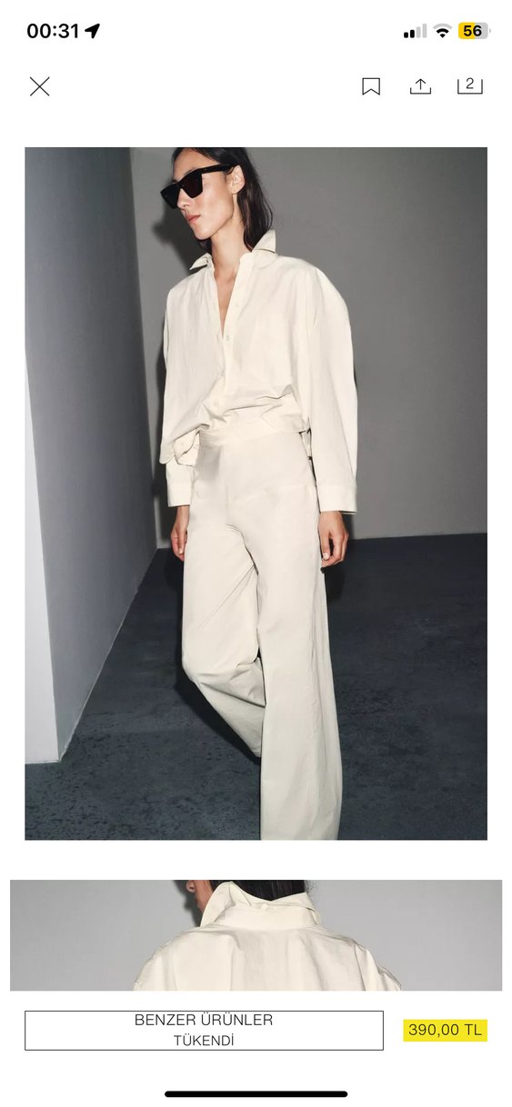 Kadın Beyaz  Pamuk Kumaş Pantolon - Görsel 2