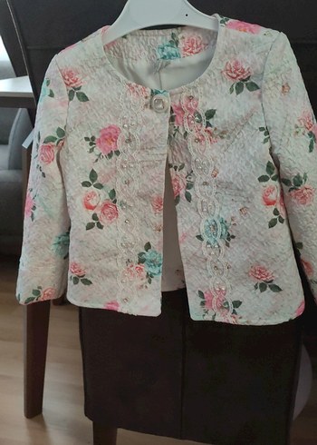 Diğer 2 3 Yaş Çiçek İşlemeli Kız Çocuk Pembe Ceket