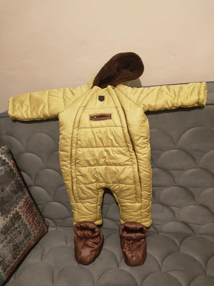 Kız Bebek Parlak Kahverengi Fermuarlı Tulumu - Görsel 3