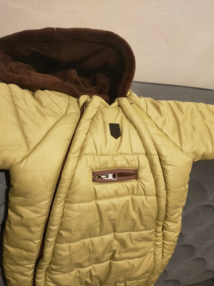 Kız Bebek Parlak Kahverengi Fermuarlı Tulumu - Görsel 2