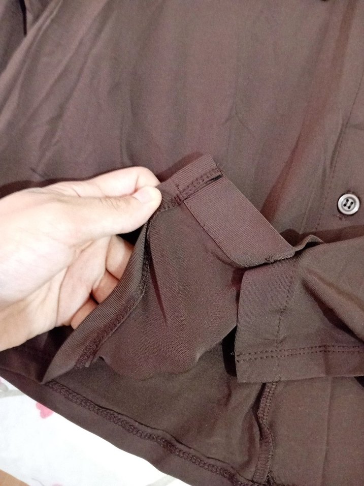 Düğmeli Kahverengi Uzun Kollu Kadın Gömlek - Görsel 3