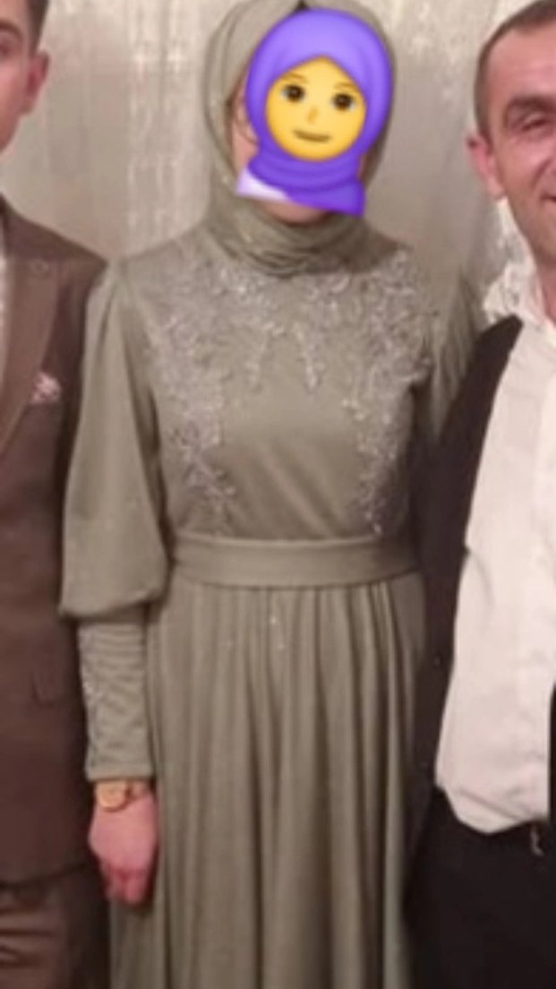 mint yeşili  kendinden simli i Uzun Tesettür abiye - Görsel 3