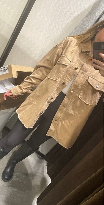 Zara Zara fitilli kadife taba renk ceket
