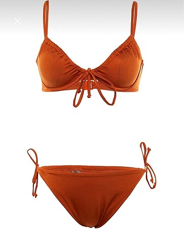 Kahverengi bağlamalı bikini takımı