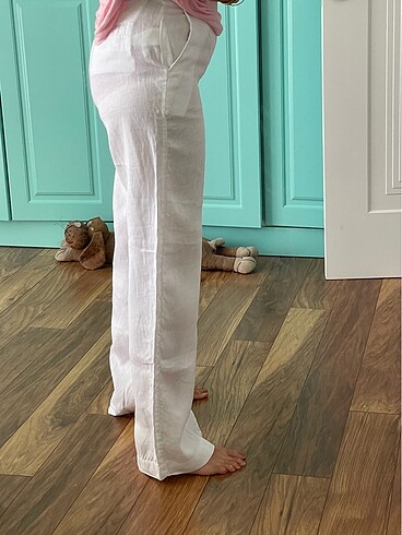 Beyaz keten pantalon - Görsel 2
