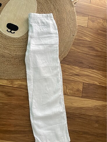 Beyaz keten pantalon - Görsel 5