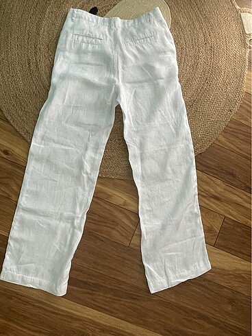 Beyaz keten pantalon - Görsel 6