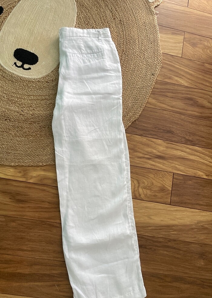 Beyaz keten pantalon - Görsel 5