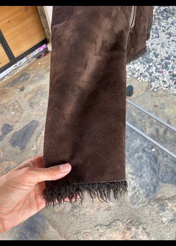 Kahverengi Süet Kürklü Kadın mont - Görsel 6