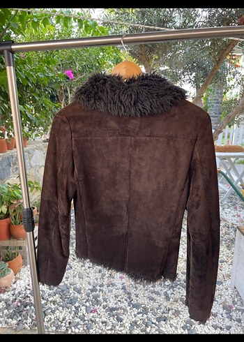 Kahverengi Süet Kürklü Kadın mont - Görsel 2