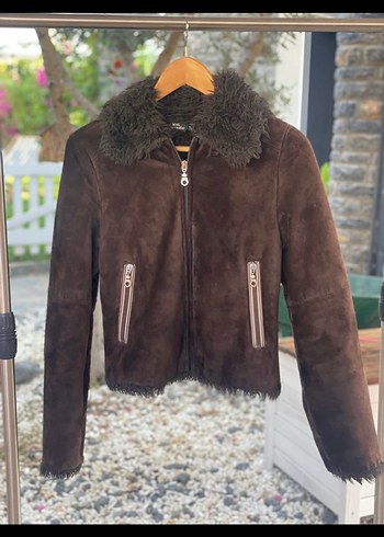Kahverengi Süet Kürklü Kadın mont - Görsel 5