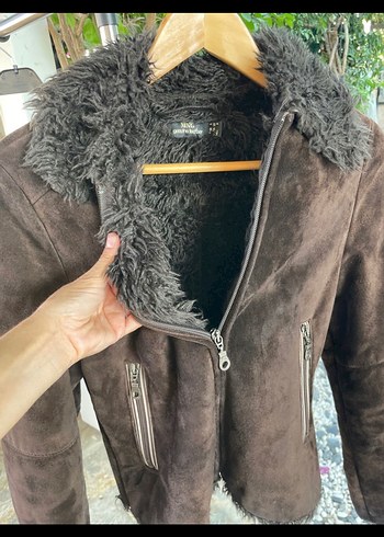 Kahverengi Süet Kürklü Kadın mont - Görsel 3