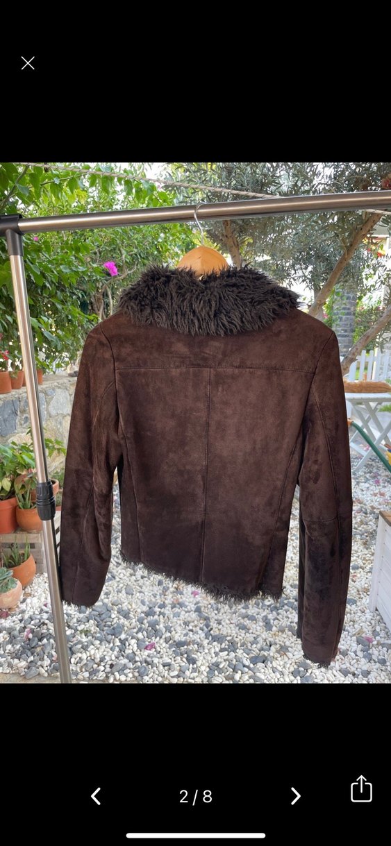 Kahverengi Süet Kürklü Kadın mont - Görsel 2