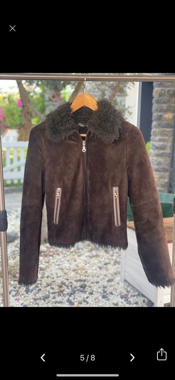 Kahverengi Süet Kürklü Kadın mont - Görsel 5