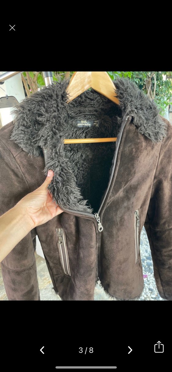 Kahverengi Süet Kürklü Kadın mont - Görsel 3