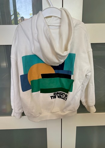 Beyaz Kapüşonlu Baskılı Sweatshirt - Görsel 2