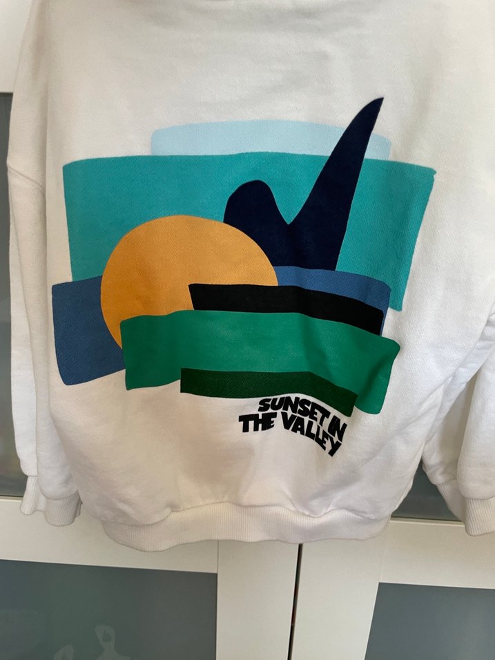 Beyaz Kapüşonlu Baskılı Sweatshirt - Görsel 4