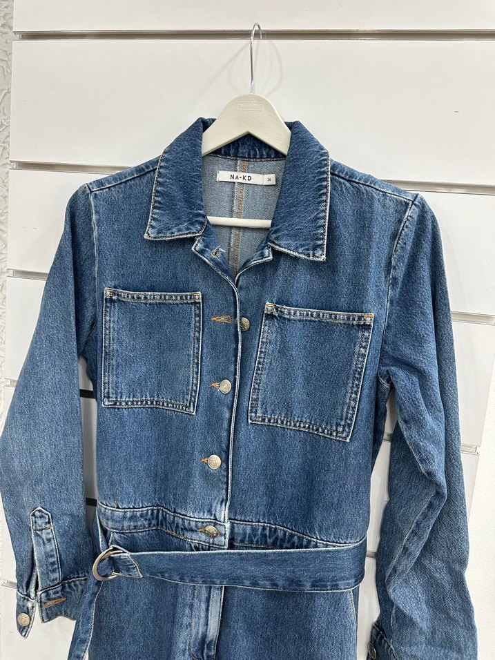 Kadın Kot Tulum, Kemerli G163 - Görsel 2