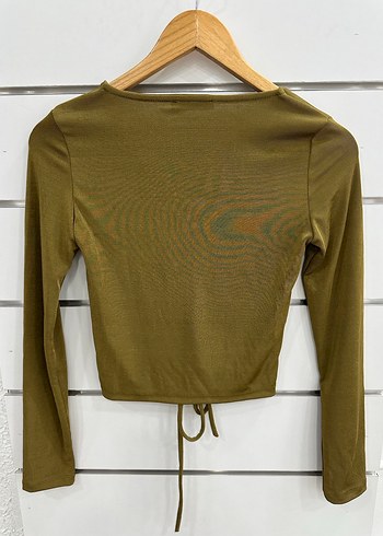Haki V Yaka Uzun Kollu Bluz G181 - Görsel 3
