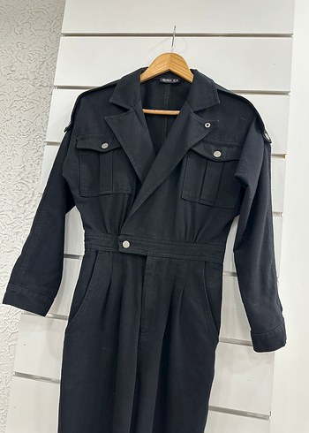 Siyah Kemerli Uzun Denim TulumG186 - Görsel 2