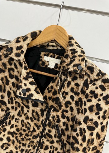 Leopar Desenli  Kısa Kürklü Ceket G189 - Görsel 3