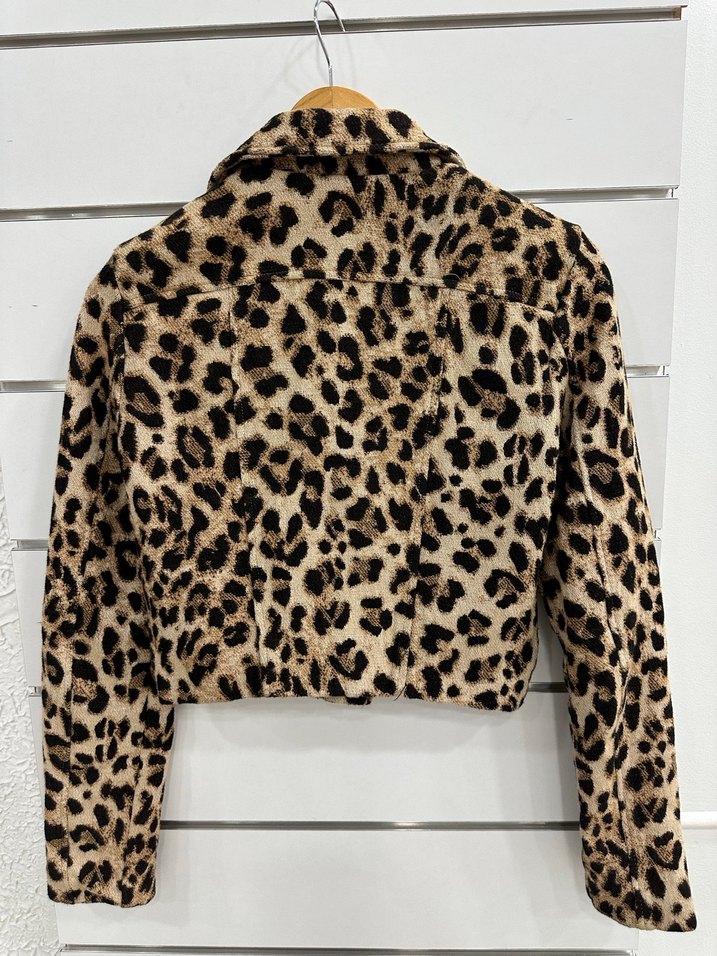 Leopar Desenli  Kısa Kürklü Ceket G189 - Görsel 2