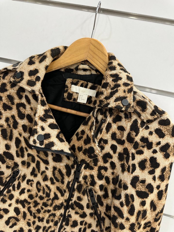 Leopar Desenli  Kısa Kürklü Ceket G189 - Görsel 3