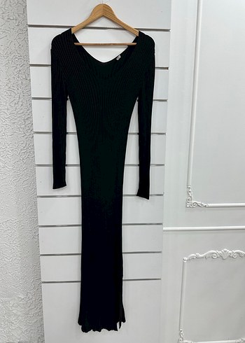 Siyah V Yaka Uzun Triko Elbise g184 - Görsel 3