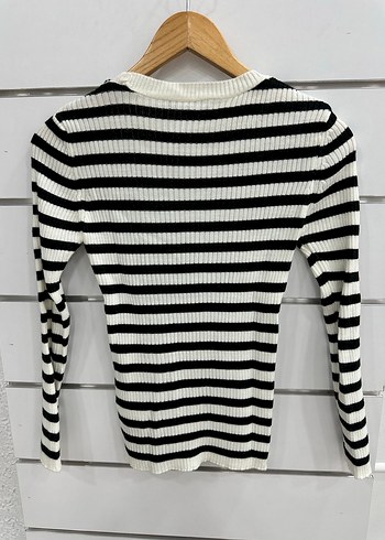 Çizgili Fitilli Uzun Kollu Triko Kazak G197 - Görsel 2