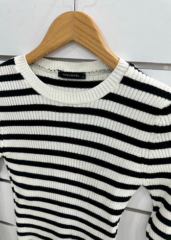 Çizgili Fitilli Uzun Kollu Triko Kazak G197 - Görsel 3