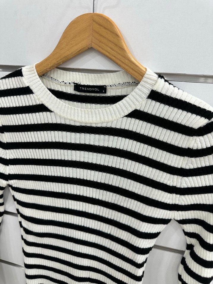 Çizgili Fitilli Uzun Kollu Triko Kazak G197 - Görsel 3