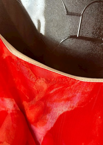 Nar çiçeği rengi Uzun Elbise- Koton 38 - Görsel 4