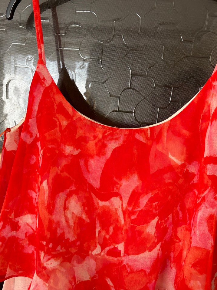 Nar çiçeği rengi Uzun Elbise- Koton 38 - Görsel 5