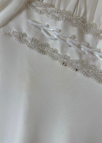 Uzun Beyaz 16 Yaş Abiye Elbise - Görsel 3